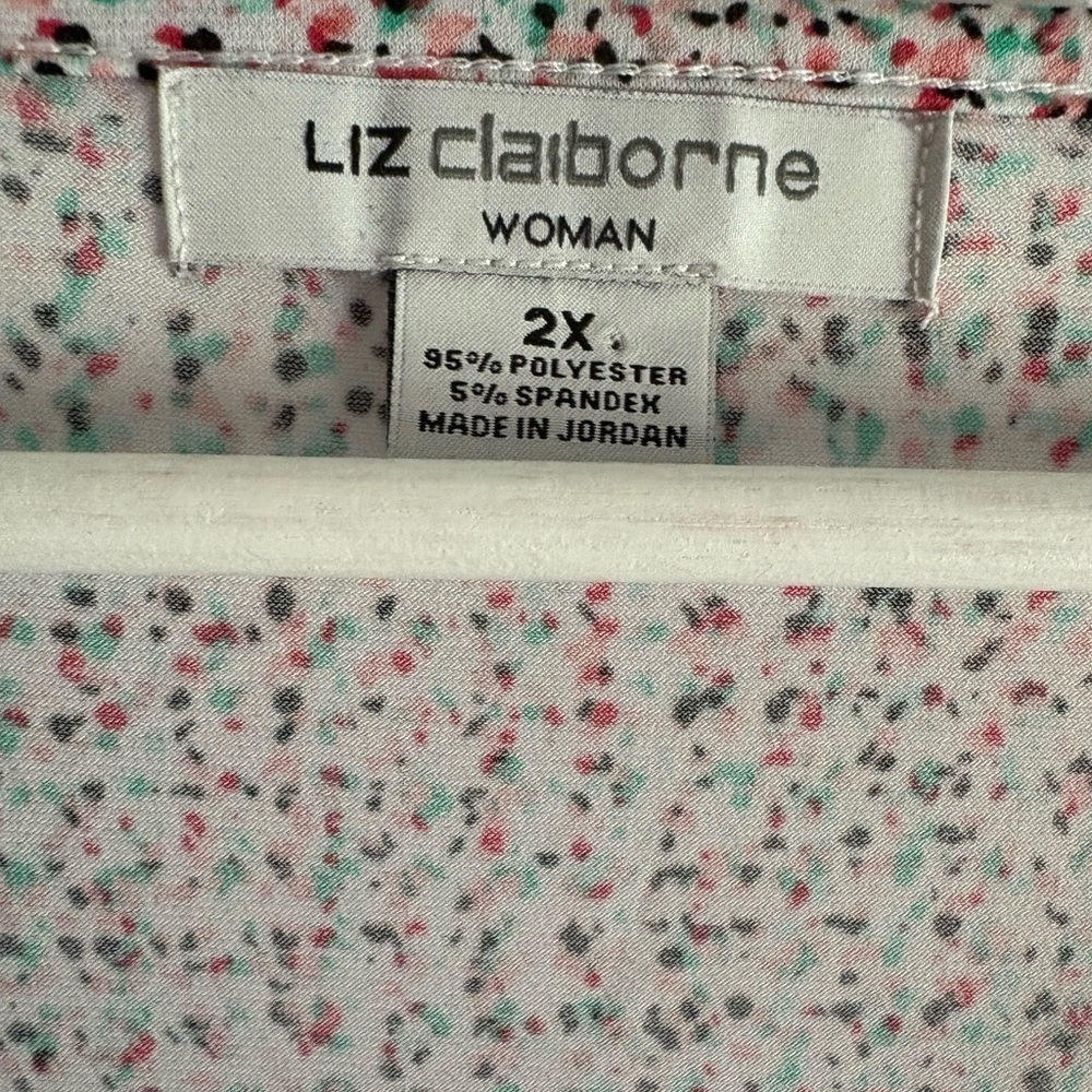 Liz Claiborne Floral Print Blouse Women’s 2X 3/4 Sleeve Scoop Neck Tunic Top - Picture 3 of 4
